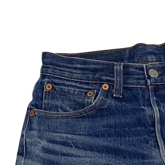 Levi's Distressed Button Fly Cut Off Jean Short Size 28 Medium Wash EUC - Picture 3 of 8